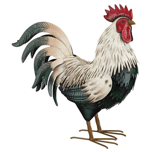 Brama Rooster Metal - Event Rentals - Rooster Deep Green and white metal